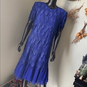 VINTAGE 80s CATTIVA Chic Royal Blue Mini Dress